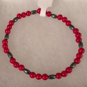 Mashan Jade And Hematite Stretch Bracelet